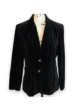 Vintage 80’s Tailored Blazer Velvet Black Size 9/10